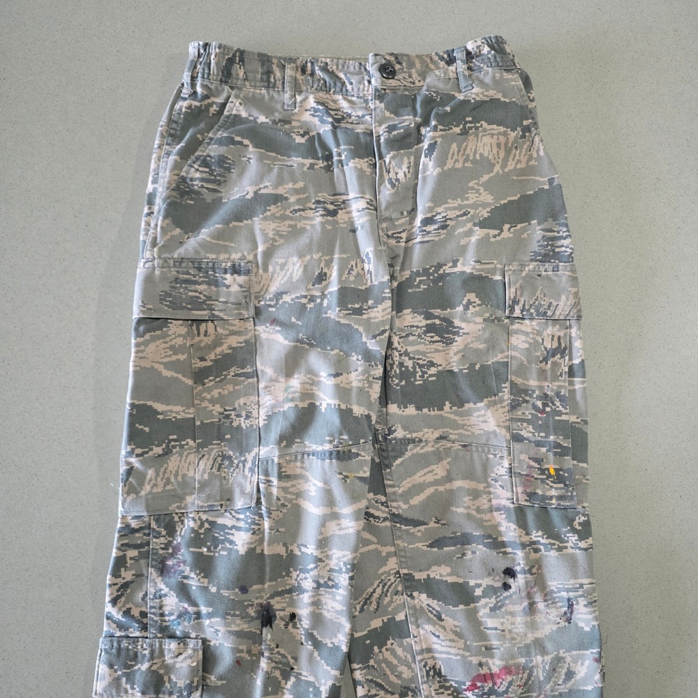 US Air Force DSCP Digital Tiger Stripe Camo Cargo Pants Paint Splatter 28x30